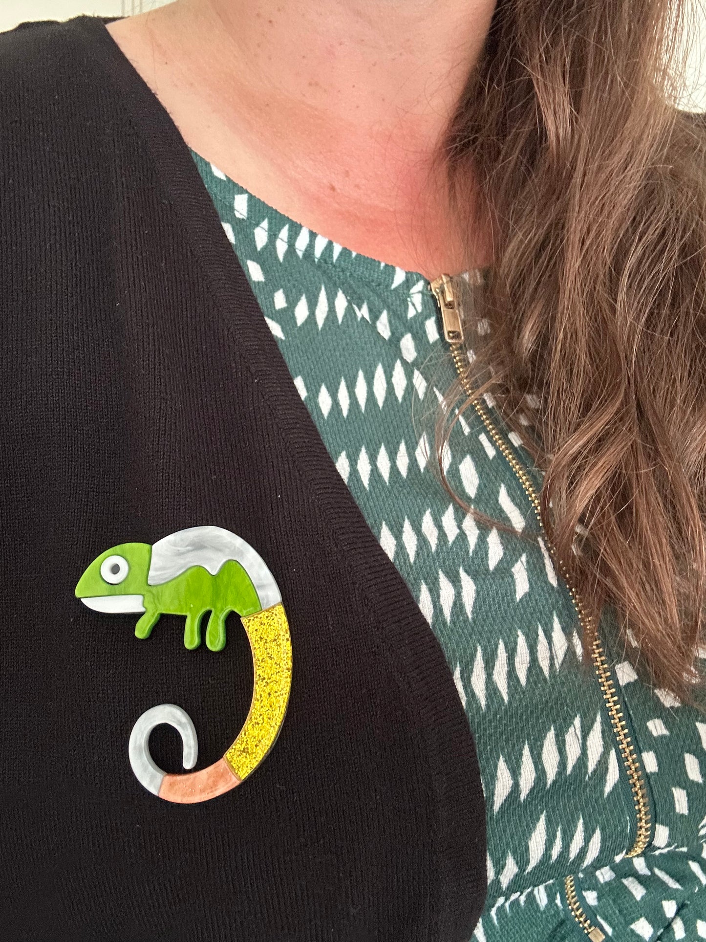Camille the Chameleon Brooch