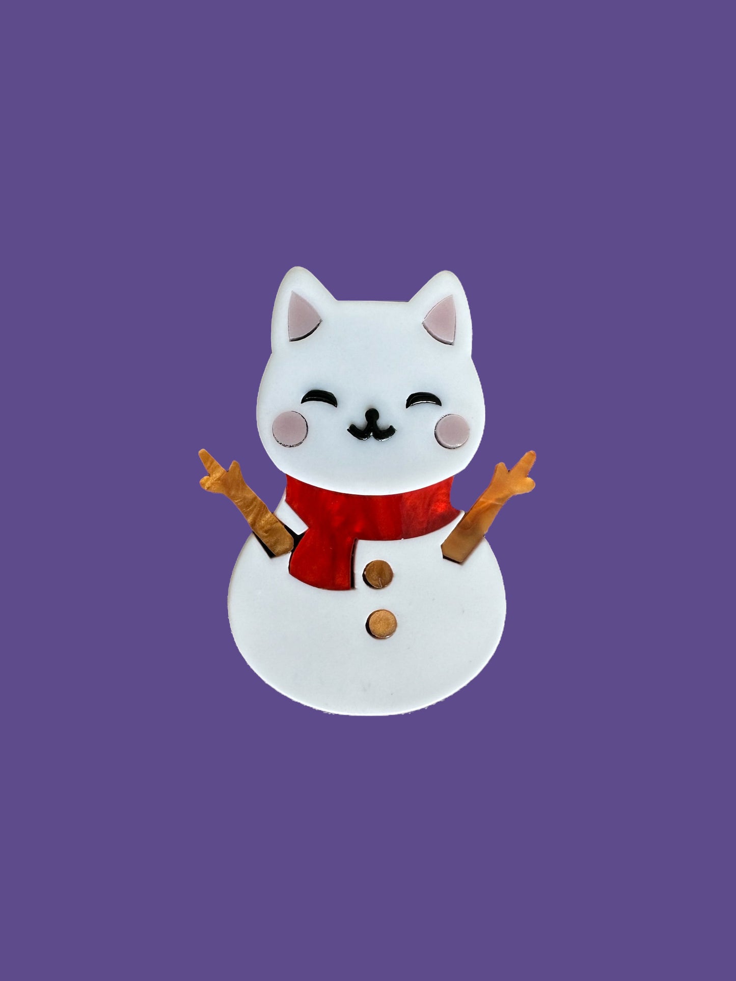 Snowball the Frosty Feline Brooch