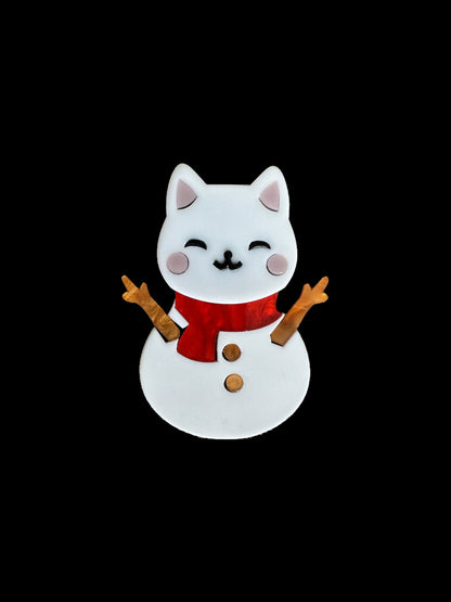 Snowball the Frosty Feline Brooch